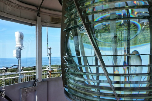 View of the light source and interior of the lighthouse.