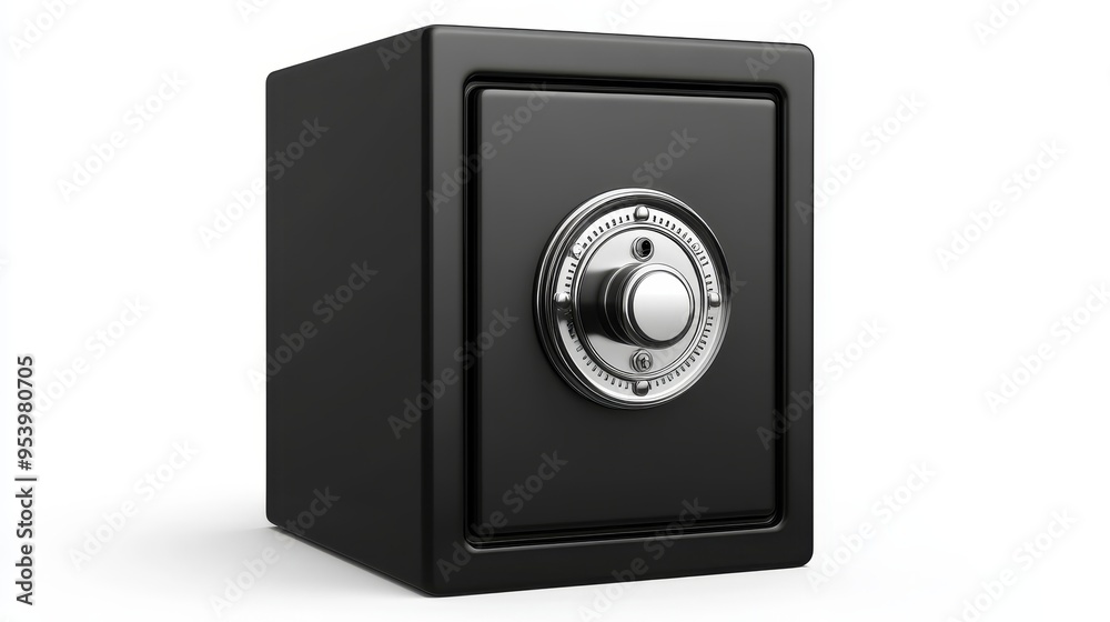 A black safe with a combination lock isolated on a white background. The safe represents security, protection, and confidentiality. It symbolizes the importance of safeguarding valuables, confidential A black safe with a combination lock isolated on a white background. The safe represents security, protection, and confidentiality. It symbolizes the importance of safeguarding valuables, confidential