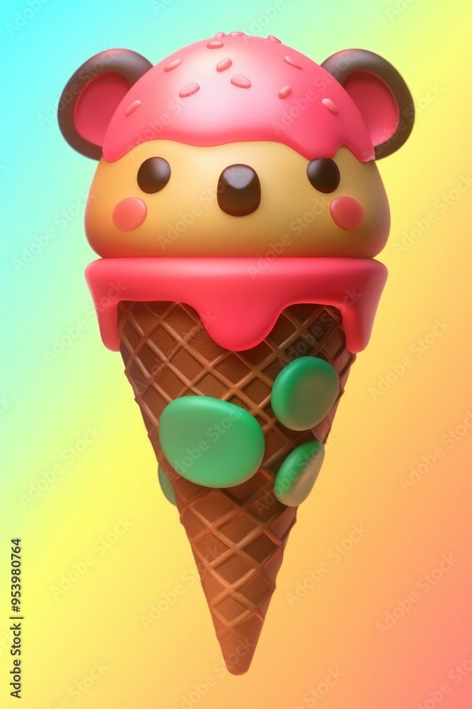 Cute Koala Ice Cream Cone Cartoon Character Cute Koala Ice Cream Cone Cartoon Character