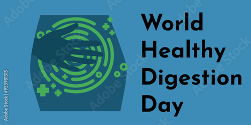 World Healthy Digestion Day, Simple horizontal banner on medicine and health