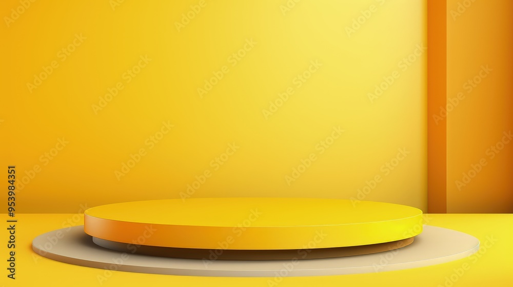A vibrant yellow platform set against a matching backdrop, ideal for showcasing products or presentations. A vibrant yellow platform set against a matching backdrop, ideal for showcasing products or presentations.