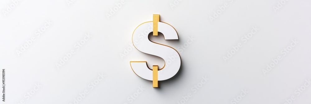 A white paper cutout of a dollar sign, symbolizing financial success, wealth, and prosperity. The gold accents highlight the importance of value and achievement. A white paper cutout of a dollar sign, symbolizing financial success, wealth, and prosperity. The gold accents highlight the importance of value and achievement.