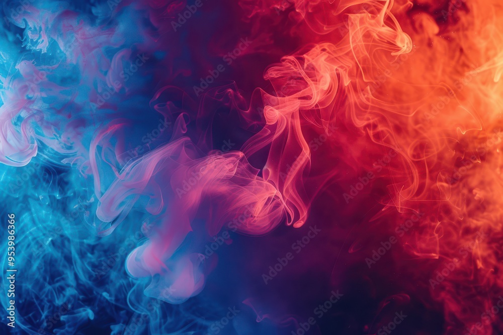 Vibrant swirling smoke in blue and orange, creating a dynamic abstract effect. Vibrant swirling smoke in blue and orange, creating a dynamic abstract effect.