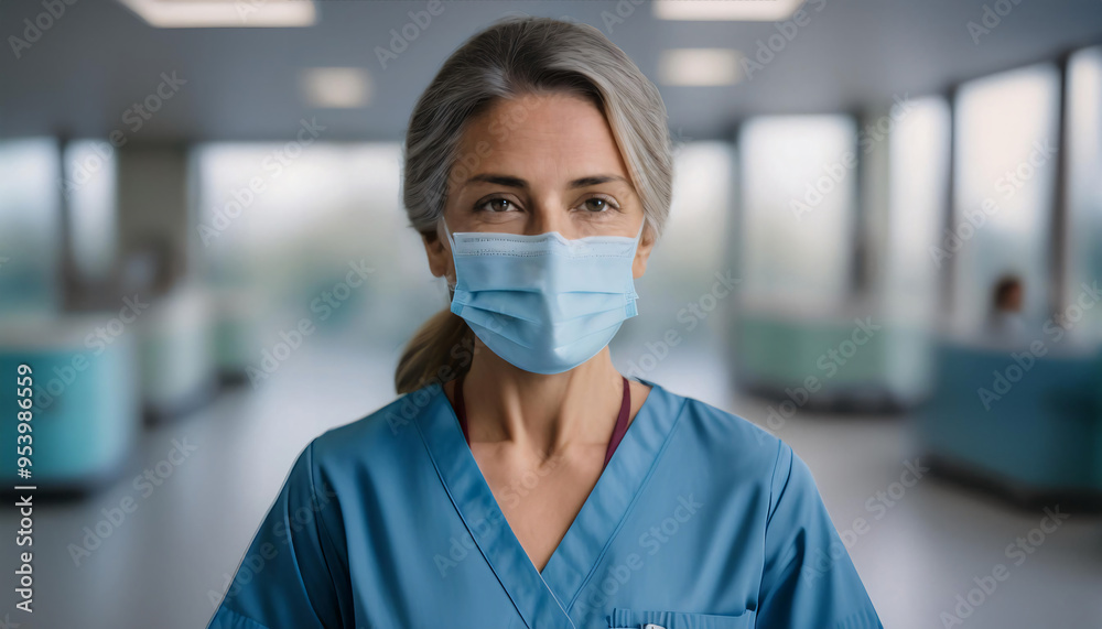 A headshot of a nurse in scrubs and a surgical mask, with a softly blurred hospital or clinic background. The nurse’s expression is caring and attentive, reflecting their role in patient care. A headshot of a nurse in scrubs and a surgical mask, with a softly blurred hospital or clinic background. The nurse’s expression is caring and attentive, reflecting their role in patient care.