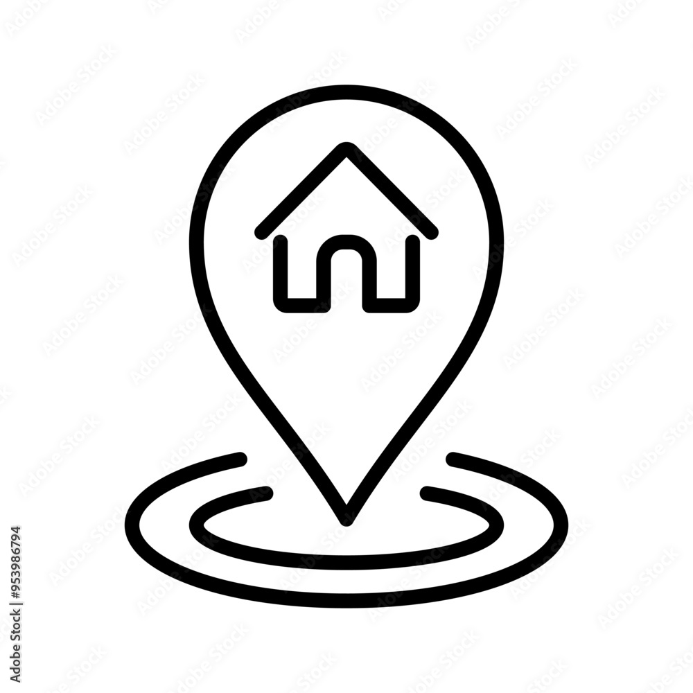 Delivery location icon vector. Road path like thin line map geolocation Delivery location icon vector. Road path like thin line map geolocation
