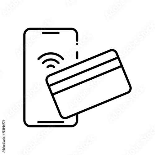 Cashless mobile payment icon vector. NFC payment linear icon