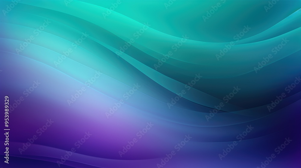 Fototapeta premium A smooth gradient background featuring flowing waves of teal, blue, and purple, perfect for digital design and presentations.