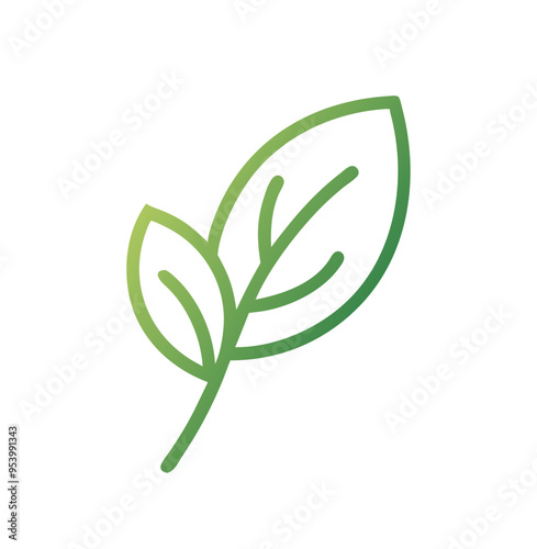 Stylized green leaf icon symbolizing natural, organic, and environmentally friendly products and practices