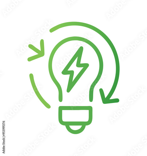 Green lightbulb icon with recycling arrows representing energy efficiency