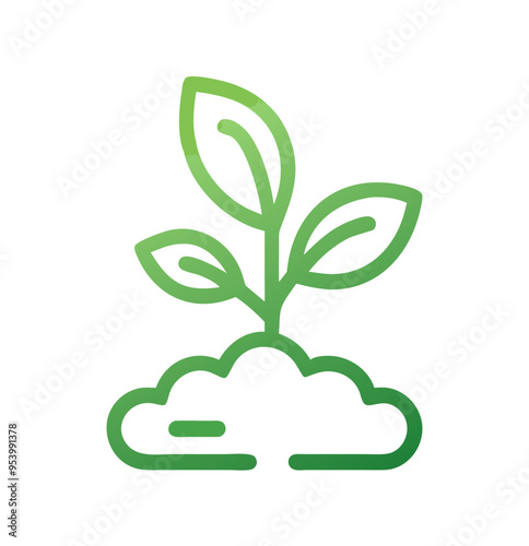 Green icon of a young seedling, symbolizing growth, new beginnings, and the importance of nurturing environmental conservation efforts.