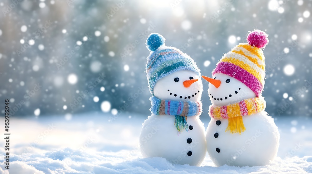 Fototapeta premium snowman on the snow