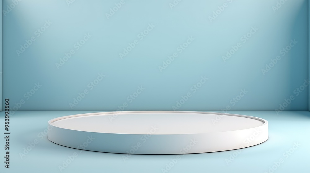 A minimalist display platform set against a light blue background, ideal for presentations or product showcases. A minimalist display platform set against a light blue background, ideal for presentations or product showcases.