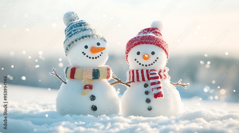 Fototapeta premium snowman on the snow