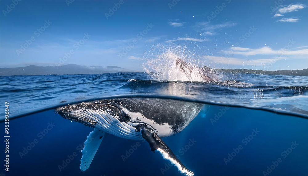 Fototapeta premium Majestic Whale Tail in the Ocean