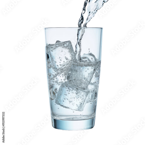 Water splash in glass isolated on transparent background.