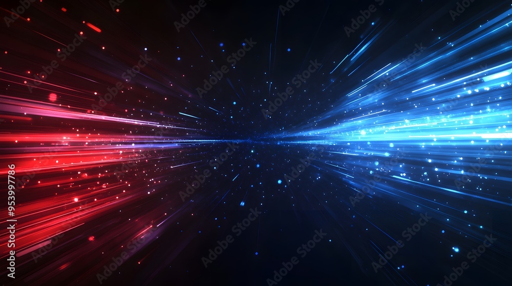 Abstract background with blurred speed lines in blue and red colors, a technology-themed concept Abstract background with blurred speed lines in blue and red colors, a technology-themed concept