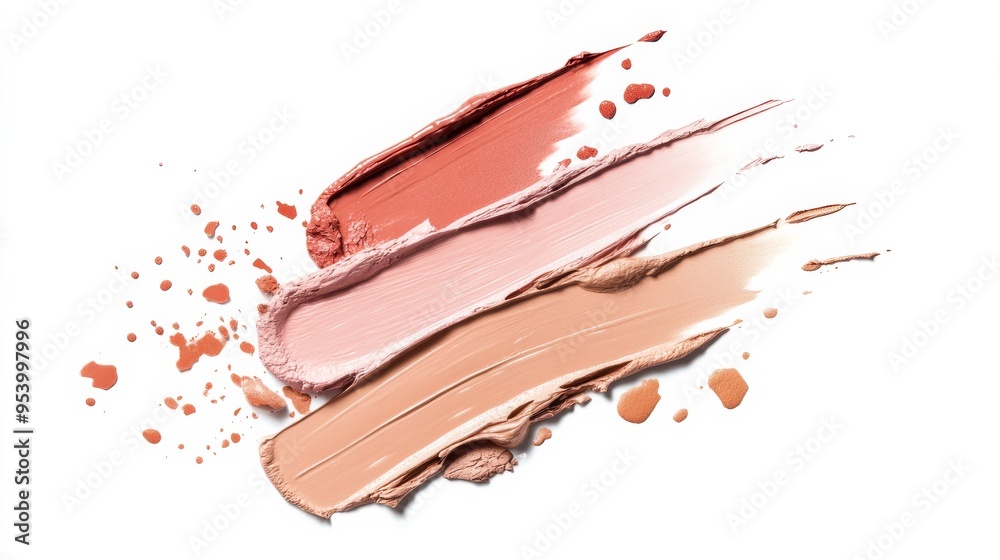 Foundation and Lipstick Swatches on White Background. Foundation and Lipstick Swatches on White Background.