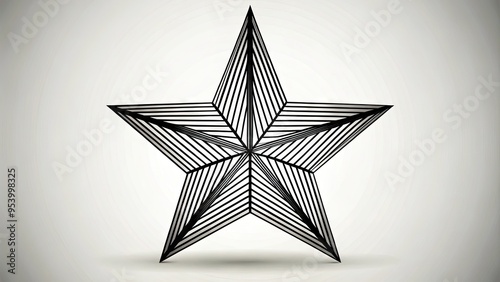 A stylized illustration of a five-pointed star symbol, rendered in sharp black lines and geometric shapes, against a clean white background with subtle gradient. photo