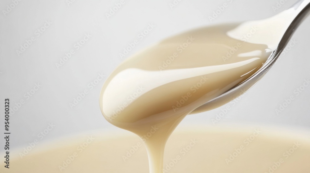 Sweet Cream Dripping From a Spoon.