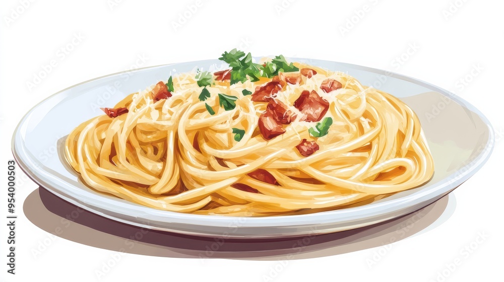 Delicious Pasta with Bacon and Parmesan Cheese. Delicious Pasta with Bacon and Parmesan Cheese.