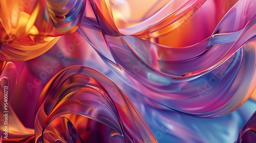 A colorful abstract image digitally generated, featuring 3D shapes that blend and twist into intricate patterns, creating a dynamic and visually engaging background photo