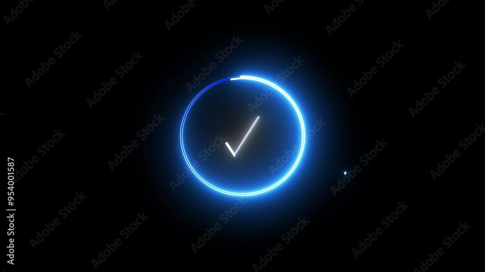 Tick mark icon circle neon sign. check mark icon animation on black background. green and red collars animation .