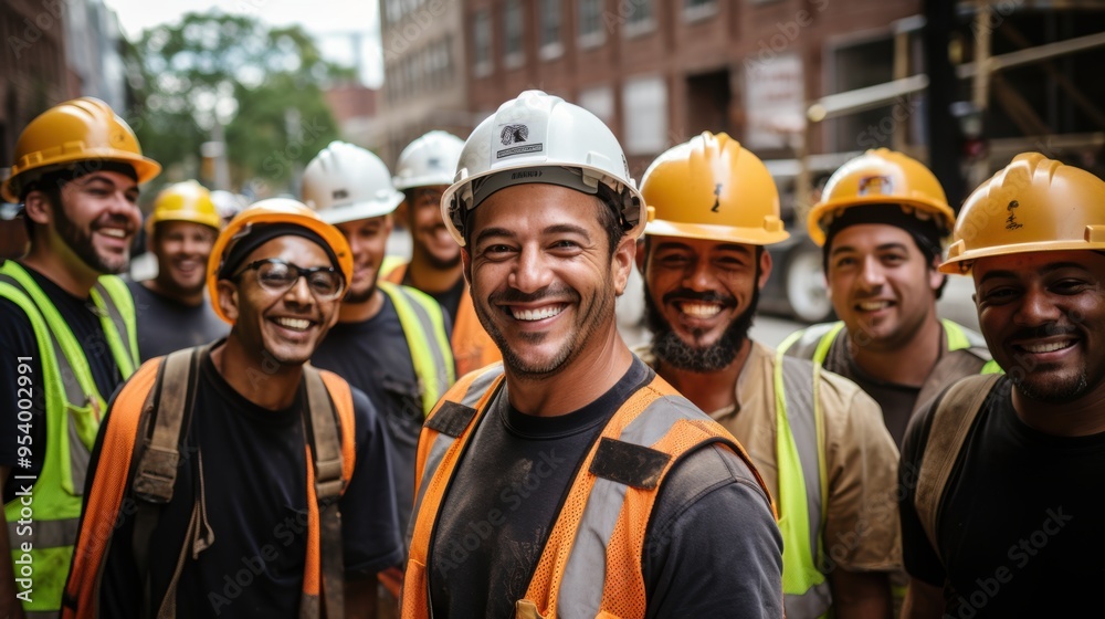 Group of construction engineers at construction site working on important project with smile Group of construction engineers at construction site working on important project with smile
