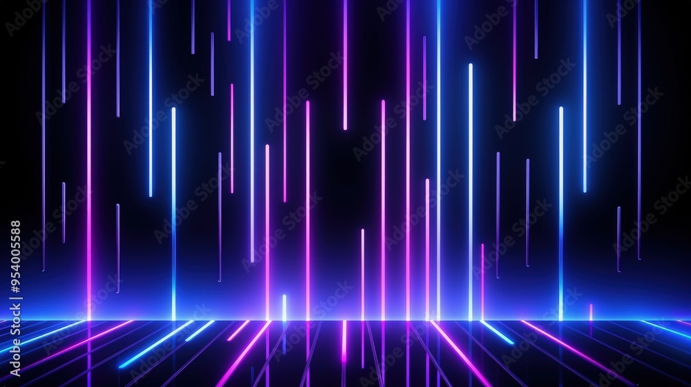 A vibrant digital background featuring vertical neon lines in blue and pink, creating a futuristic and dynamic atmosphere.