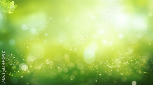 A soft, green abstract background with luminous bokeh effects, ideal for nature-themed designs or calming visuals.