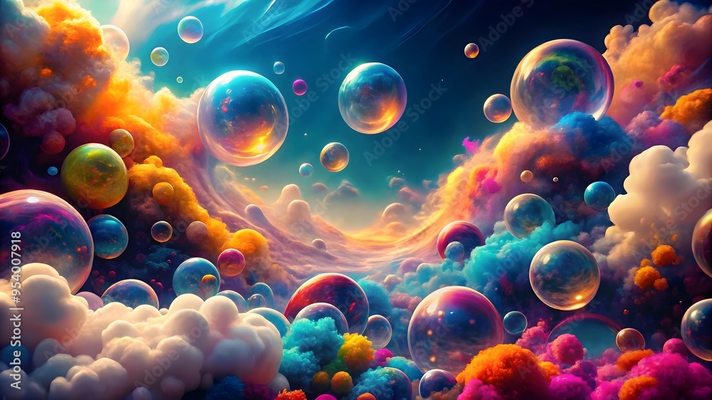 vivid abstract clouds with bright and lively bubbles vivid abstract clouds with bright and lively bubbles