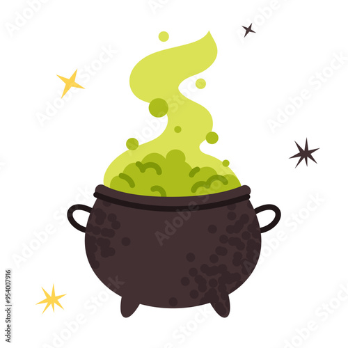 Witch's cauldron vector illustration isolated on white background