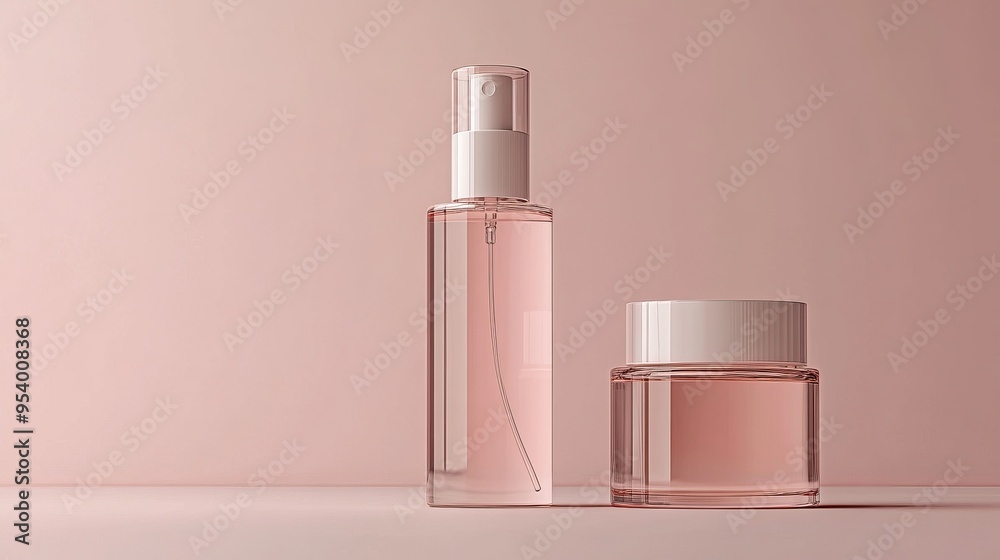 Cosmetic toner bottle mockup, a transparent design ideal for clear skin face lotions. Realistic serum moisturizer essence jar and a transparent airless pump bottle, foundation cream or lotion Cosmetic toner bottle mockup, a transparent design ideal for clear skin face lotions. Realistic serum moisturizer essence jar and a transparent airless pump bottle, foundation cream or lotion