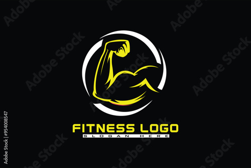 Strong Hand gym and Fitness arrow vector logo design template