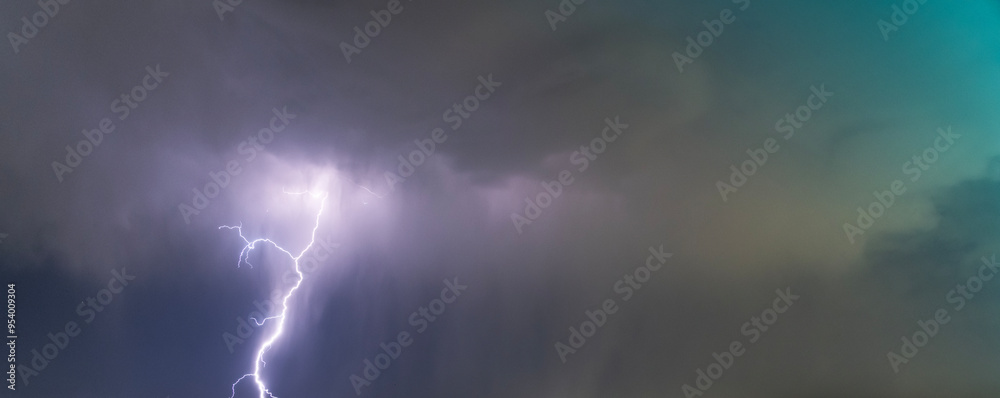 Bright lightning in the night sky. Bright lightning in the night sky.