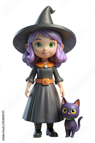 3D rendered Witch Character, Halloween Concept.