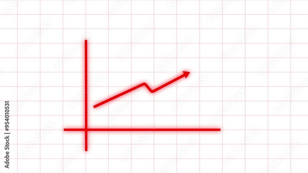 Red color simple business growing animated on white background, Business graph chart animation. Business trend line graph animation, growing arrow concept. Digital business graph. Red color simple business growing animated on white background, Business graph chart animation. Business trend line graph animation, growing arrow concept. Digital business graph.