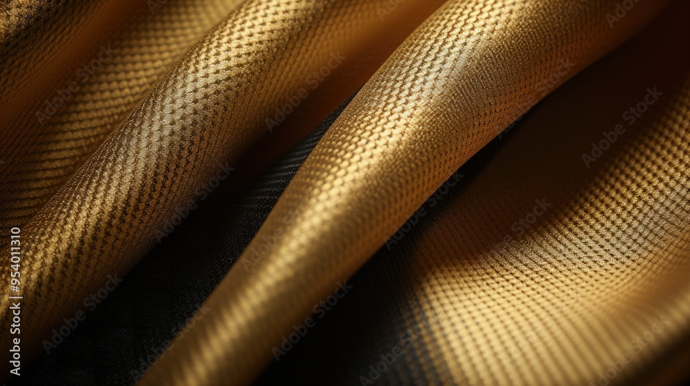 A close-up view of luxurious golden fabric, showcasing its texture and sheen, ideal for fashion or interior design. A close-up view of luxurious golden fabric, showcasing its texture and sheen, ideal for fashion or interior design.