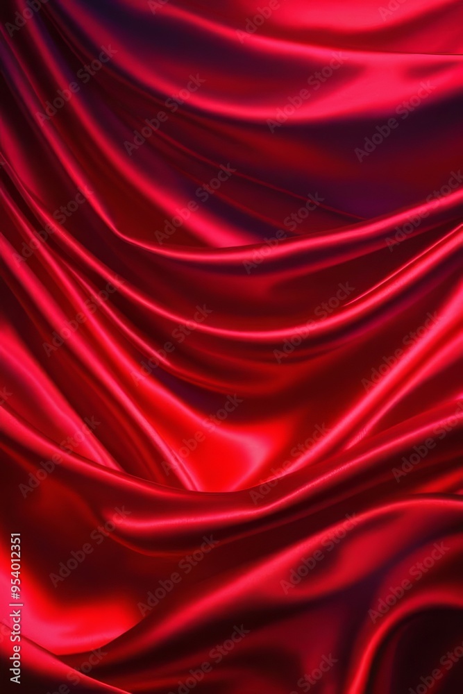 Red silk or satin luxury fabric texture can use as abstract background. Top view.