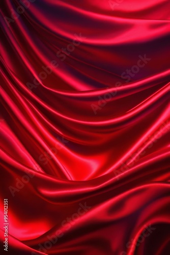 Obraz na płótnie Red silk or satin luxury fabric texture can use as abstract background. Top view. w salonie