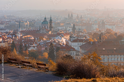 Photography city, prague, panorama, architecture, view, castle, town, europe, church, citysc