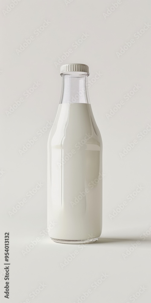 Bottle Of Milk. Classic Dairy Design of Milk Bottle on White Background Bottle Of Milk. Classic Dairy Design of Milk Bottle on White Background