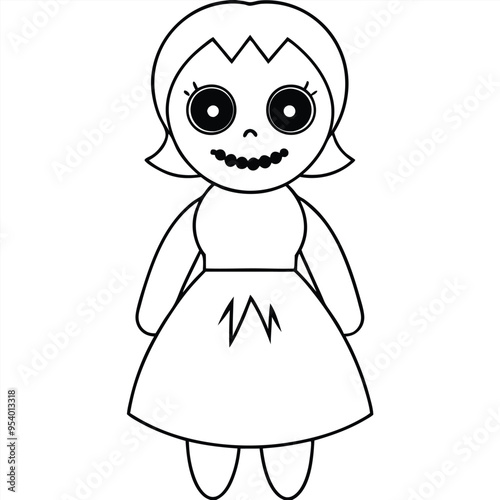 Eerie Halloween Doll Vector Illustration.