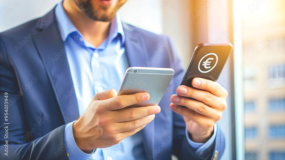 Electronic payment.man shopping online make internet banking payment via mobile app. Generative AI Electronic payment.man shopping online make internet banking payment via mobile app. Generative AI