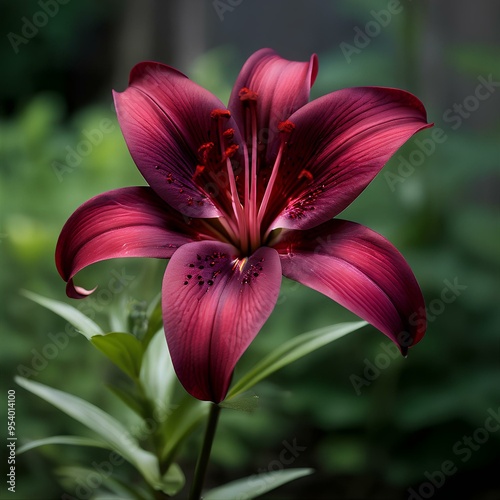 maroon lily flower