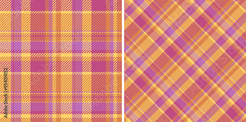 Texture fabric vector of plaid seamless textile with a pattern background tartan check. Set in happy colors for trendy everyday bags for women.
