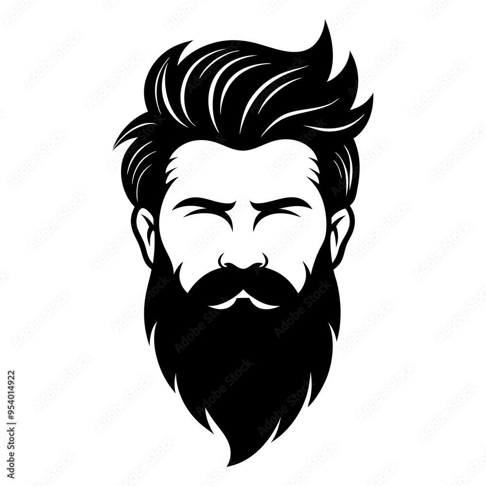 Fototapeta premium beard silhouette on a white background