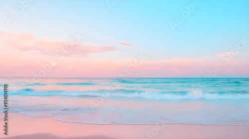 sunset beach waves relaxing seascape peaceful landscape pastel calming scene