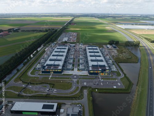 New constructed datacenter AMS 13 and AMS 14 in Middenmeer, muncipality of Hollandse Kroon, Middenmeer, The Netherlands. photo