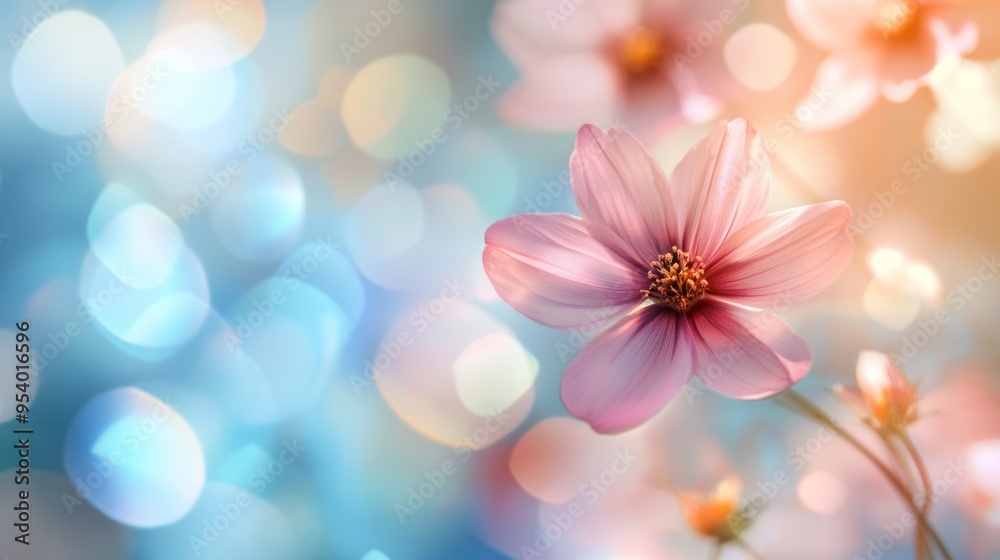 Pink Flower Against a Blurred Background of Bokeh Pink Flower Against a Blurred Background of Bokeh