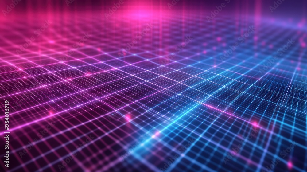 Abstract Digital Grid with Neon Lights Abstract Digital Grid with Neon Lights